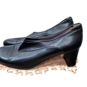 Taryn Rose Black Stretch Block Heel Shoes Italy Size 38
